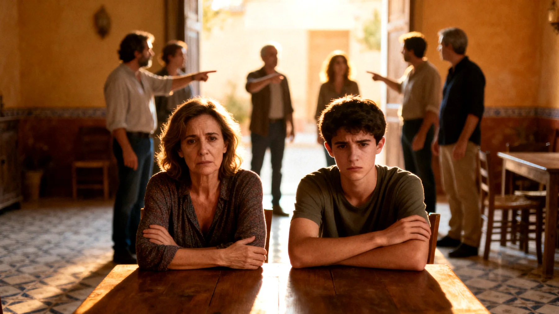 Una madre siente que su relación con su hijo joven adulto se ve constantemente interferida y socavada por las opiniones, críticas e intervenciones de la familia extensa (suegros, cuñados, tíos), quienes cuestionan sus decisiones parentales y generan tensiones que afectan el vínculo entre ella y su hijo."